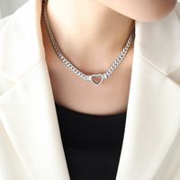 Elegant Heart Shape Titanium Steel Necklace Metal Stainless Steel Necklaces sku image 2