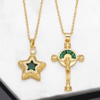 Fashion Cross Star Copper Pendant Necklace Inlay Zircon Copper Necklaces main image 1