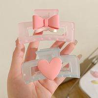 Sweet Heart Shape Bow Knot Plastic Resin Hair Claws main image 4