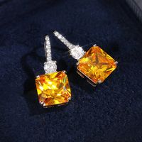 Simple Style Square Copper Drop Earrings Inlay Artificial Diamond Copper Earrings 1 Pair main image 1