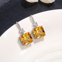 Simple Style Square Copper Drop Earrings Inlay Artificial Diamond Copper Earrings 1 Pair main image 6