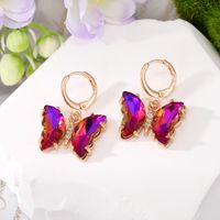 Wholesale Jewelry 1 Pair Simple Style Butterfly Alloy Artificial Crystal Drop Earrings main image 2