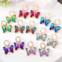 Wholesale Jewelry 1 Pair Simple Style Butterfly Alloy Artificial Crystal Drop Earrings main image 1