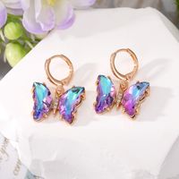 Wholesale Jewelry 1 Pair Simple Style Butterfly Alloy Artificial Crystal Drop Earrings main image 5