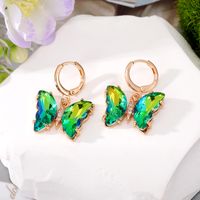 Wholesale Jewelry 1 Pair Simple Style Butterfly Alloy Artificial Crystal Drop Earrings sku image 6