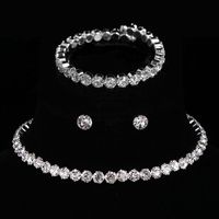 Simple Style Round Alloy Plating Inlay Artificial Crystal Women's Bracelets Earrings Necklace main image 1