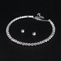 Simple Style Round Alloy Plating Inlay Artificial Crystal Women's Bracelets Earrings Necklace main image 2