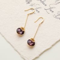 Classic Style Round Copper Drop Earrings Inlay Glass Stone Copper Earrings main image 4