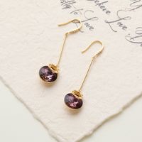 Classic Style Round Copper Drop Earrings Inlay Glass Stone Copper Earrings sku image 1