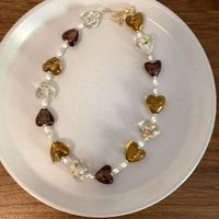 Barocker Stil Herzform Glas Perlen Künstliche Perle Halskette main image 2