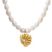 Französische Art Herzform Titan Stahl Halskette Mit Anhänger Perle Vergoldet Edelstahl Halsketten main image 5