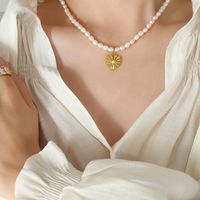 Französische Art Herzform Titan Stahl Halskette Mit Anhänger Perle Vergoldet Edelstahl Halsketten main image 4