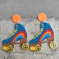 Cartoon Style Exaggerated Fashion Skates Arylic Irregular Carving Earrings sku image 1