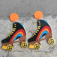 Cartoon Style Exaggerated Fashion Skates Arylic Irregular Carving Earrings main image 2