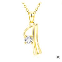 Simple Style Letter Alloy Inlay Artificial Rhinestones Pendant Necklace 1 Piece main image 2
