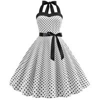 Women's Strap Dress Casual Fashion Halter Neck Printing Splicing Sleeveless Polka Dots Midi Dress Holiday Daily main image 6