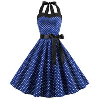 Women's Strap Dress Casual Fashion Halter Neck Printing Splicing Sleeveless Polka Dots Midi Dress Holiday Daily main image 3
