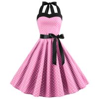 Women's Strap Dress Casual Fashion Halter Neck Printing Splicing Sleeveless Polka Dots Midi Dress Holiday Daily main image 2