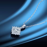 Fashion Simple Style Geometric Sterling Silver Necklace Rhinestone Plating Artificial Gemstones 925 Silver Necklaces main image 3