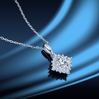 Fashion Simple Style Geometric Sterling Silver Necklace Rhinestone Plating Artificial Gemstones 925 Silver Necklaces main image 1