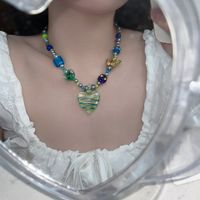Sweet Heart Shape Beaded Butterfly Pendant Necklace main image 3