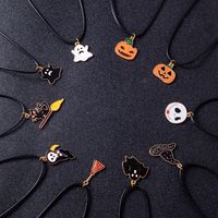Funny Pumpkin Skull Alloy Enamel Pendant Necklace 10 Pieces main image 2