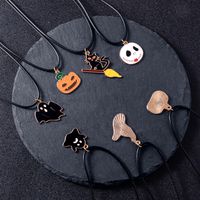 Funny Pumpkin Skull Alloy Enamel Pendant Necklace 10 Pieces main image 4
