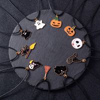 Funny Pumpkin Skull Alloy Enamel Pendant Necklace 10 Pieces sku image 1