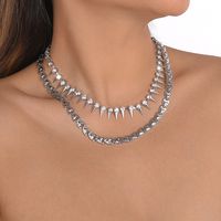 Wholesale Jewelry Punk Geometric Iron Rhinestones Plating Inlay Necklace main image 5