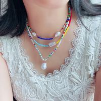 Ethnic Style Geometric Beaded Glass Inlay Artificial Pearl Necklace main image 8