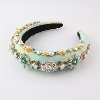 Baroque Style Flower Sponge Inlay Rhinestone Pearl Hair Band main image 9