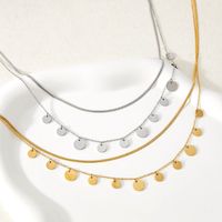Titan Stahl 16 Karat Vergoldet Weißgold Plattiert Vergoldet Mode Quaste Geometrisch Geschichtete Halskette main image 8