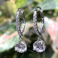 Vintage Style Water Droplets Copper Drop Earrings Inlay Artificial Gemstones Artificial Diamond Copper Earrings 1 Pair sku image 1