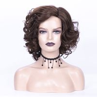 Women's Fashion Brown Party High Temperature Wire Side Points Short Curly Hair Wigs main image 2