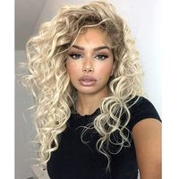 Women's Fashion Gold Party High Temperature Wire Centre Parting Long Curly Hair Wigs main image 1