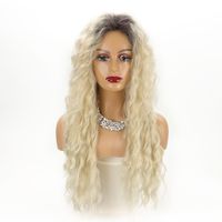 Women's Fashion Gold Party High Temperature Wire Centre Parting Long Curly Hair Wigs main image 8