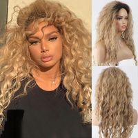 Women's Fashion Gold Party High Temperature Wire Side Points Long Curly Hair Wigs main image 10