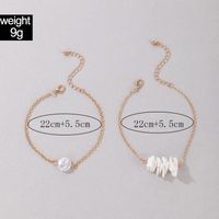 Beach Geometric Alloy Inlay Artificial Pearls Natural Stone Anklet 1 Set main image 2