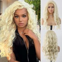 Women's Fashion Beige Party High Temperature Wire Side Points Long Curly Hair Wigs sku image 1