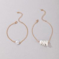 Beach Geometric Alloy Inlay Artificial Pearls Natural Stone Anklet 1 Set sku image 1