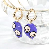 Sweet Smiley Face Baroque Pearls Irregular Enamel Plating Drop Earrings 1 Pair sku image 2