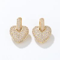 Vintage Style Heart Shape Copper Drop Earrings Plating Inlay Zircon Copper Earrings main image 5