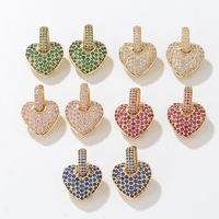 Vintage Style Heart Shape Copper Drop Earrings Plating Inlay Zircon Copper Earrings main image 2