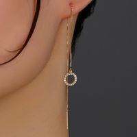 Fashion Round Star Moon Copper Earrings Tassel Zircon Copper Earrings 1 Pair main image 4