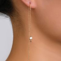 Fashion Round Star Moon Copper Earrings Tassel Zircon Copper Earrings 1 Pair main image 6