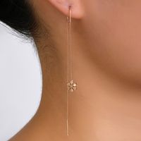 Fashion Round Star Moon Copper Earrings Tassel Zircon Copper Earrings 1 Pair main image 8