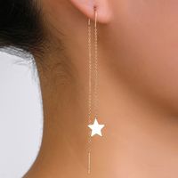 Fashion Round Star Moon Copper Earrings Tassel Zircon Copper Earrings 1 Pair sku image 2