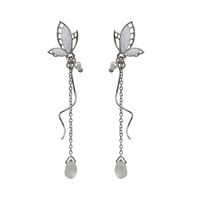 Elegant Quaste Schmetterling Legierung Emaille Künstliche Perle Ohrringe sku image 1