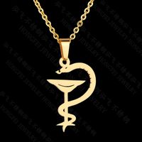 Titanium&stainless Steel Fashion Geometric Necklace  (angel And Snake Steel)  Fine Jewelry Nhhf1298-angel-and-snake-steel sku image 4