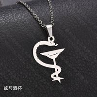 Titanium&stainless Steel Fashion Geometric Necklace  (angel And Snake Steel)  Fine Jewelry Nhhf1298-angel-and-snake-steel sku image 2